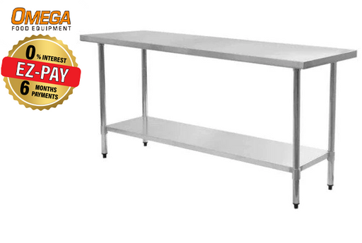 Omega ECONOMY 18 Ga. (1.2mm) Stainless Steel Work Tables - Various Sizes