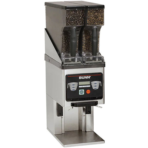 Bunn MHG-SS Funnel Coffee Grinder with Two Containers, LCD Screen & 3 Pre-Set Batch Size Settings