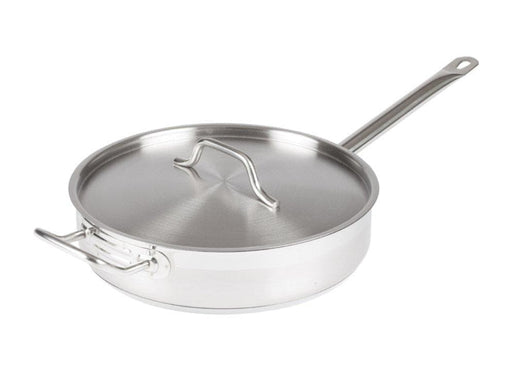 Winco Stainless Steel Sauté Pan With Cover - Various Sizes - Omni Food Equipment