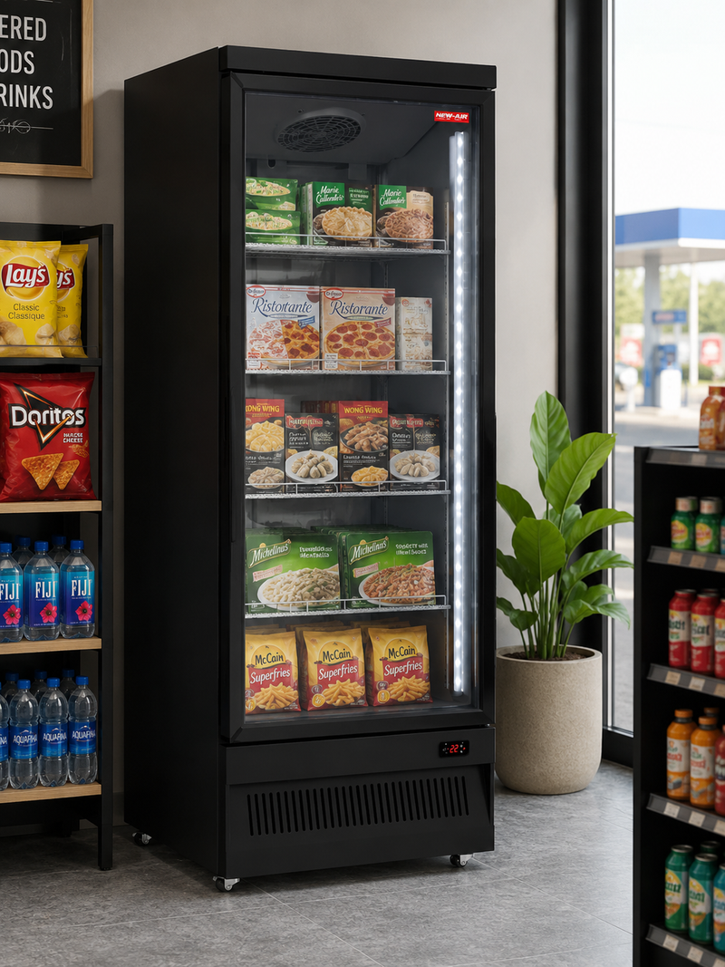 NEW AIR NGF-30-HB Commercial 30" Glass Door Freezer All Black - Ideal for Convenience Stores, Front of House, Grocery Stores, Restaurants & Cafés