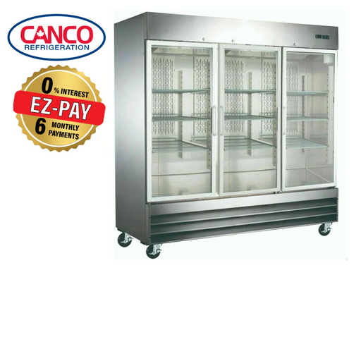 Canco SSGR-2040 Triple Glass Door 81" Wide Stainless Steel Refrigerator