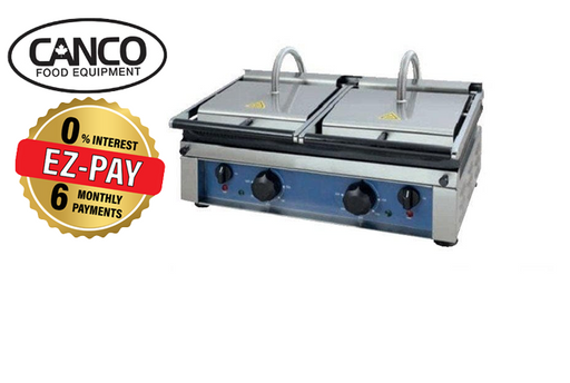 Canco OTM5530 Large 12" x 22" Double Press Panini Grill - Ribbed Cooking Surface
