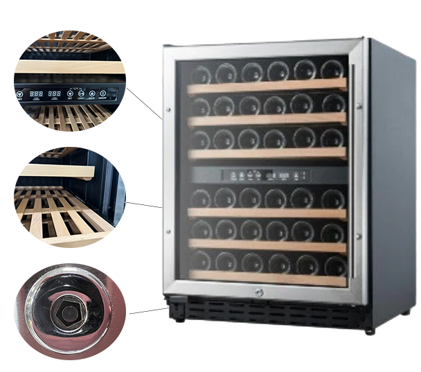 Coolasonic JC132E Single Swing Glass Door Commercial Under Counter Wine Cooler with 46 Bottle Capacity