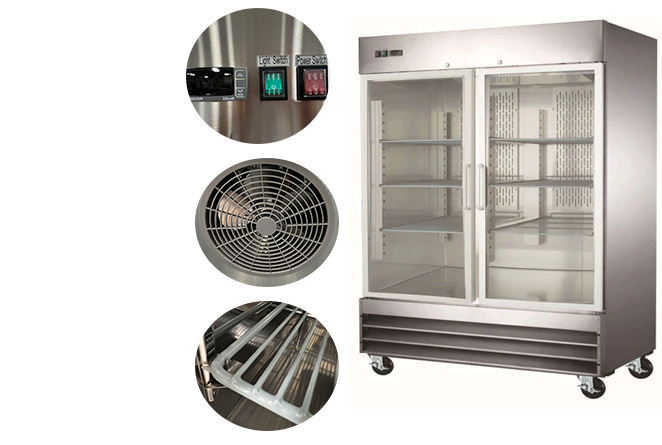 Interior view of Canco SSGR‑1320 with 6 epoxy‑coated shelves and LED lighting