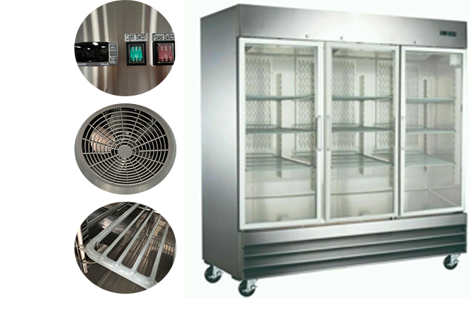 Interior shelves of Canco SSGR-2040 with LED lighting and product display