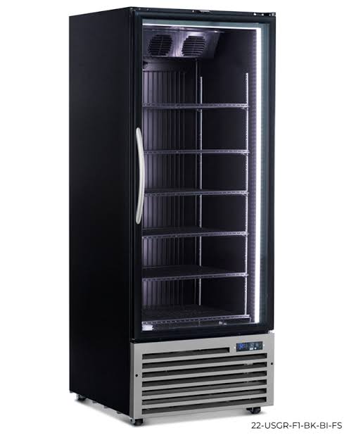 Minus Forty 22-USGR-F1-BK-BI-FS Full Height Single Glass Door Refrigerator - Black Interior with Floor Stand