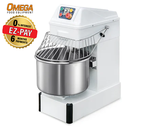 Omega HS40S Dual Speed Commercial Spiral Mixer - 40Qt Capacity, Single Phase