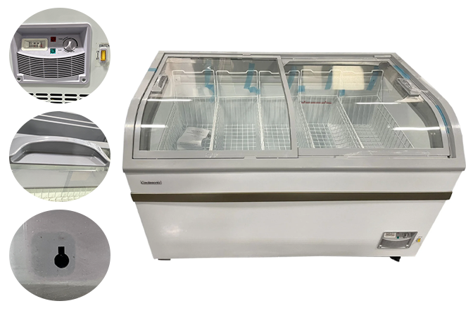 Coolasonic 500Y Double Door 58" Display Chest Freezer/Refrigerator