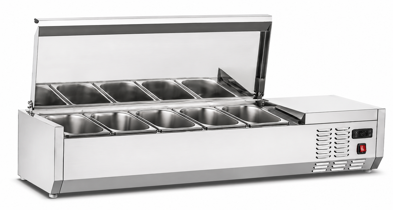 New Air NCSD-48-SL Refrigerated Countertop Salad Table - Ideal for restaurants, cafés and ice cream parlors