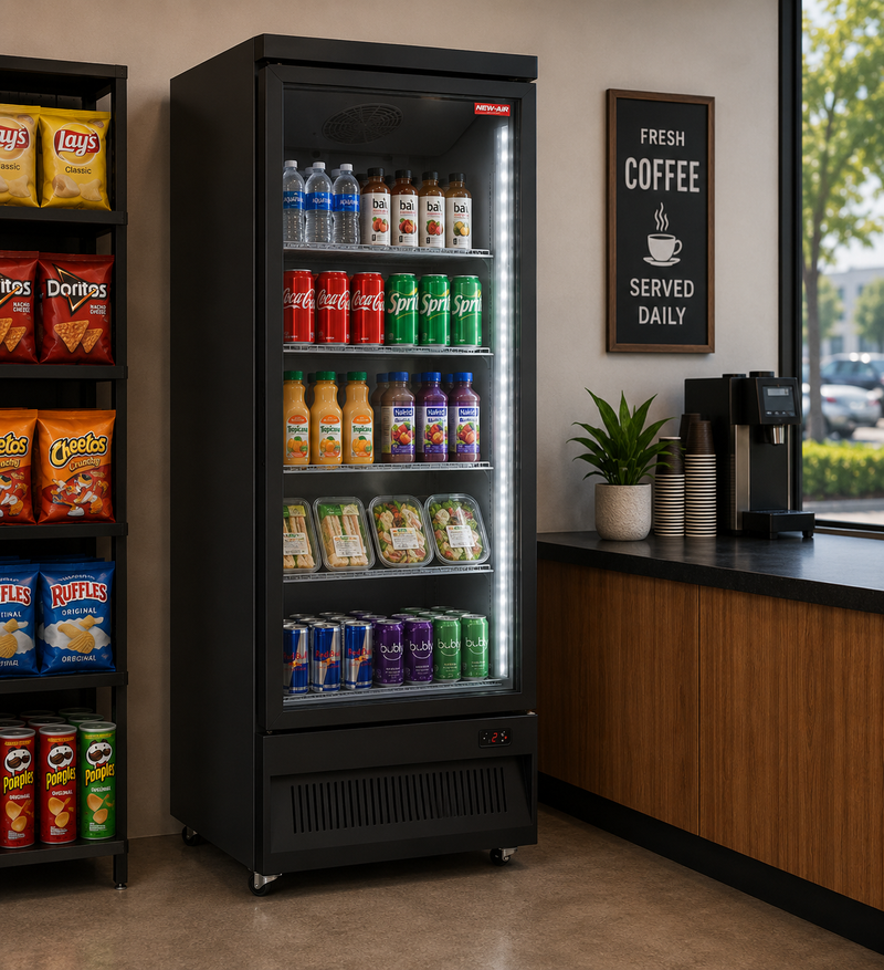 NEW AIR NGR-030-HB Commercial 30" Single Glass Door Merchandiser Refrigerator