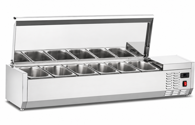 New Air NCSD-59-SL Refrigerated Countertop Salad Table - Ideal for restaurants, cafés and ice cream parlors