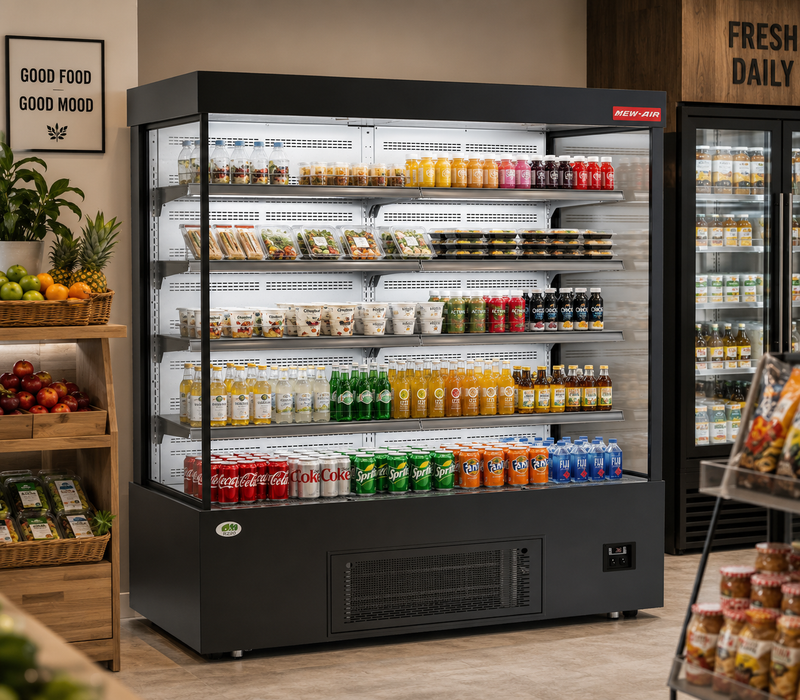 NEW AIR NOM-71-S Commercial 71" Vertical Open Air Curtain Merchandiser - Ideal for Restaurants, Cafés, Convenience Store and Supermarkets