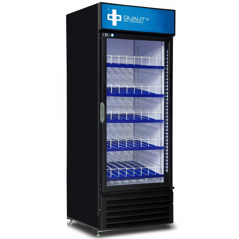 QBD CD26-HC Single Glass Swing Door Cooler with Illuminated Sign