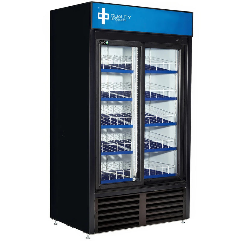QBD CD38-HC Refrigerator - 2 Glass Sliding Doors 44.37"L x 29.5"D x 78.12"H