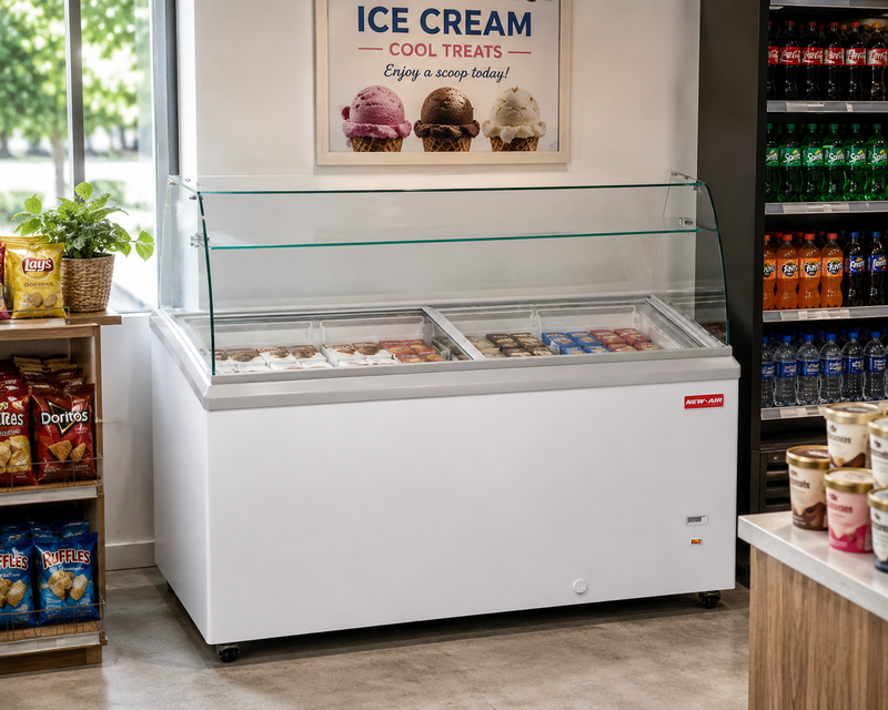 NEW AIR NIF-71-DC Commercial 71" Ice Cream Dipping Cabinet 19.4 Cu. Ft. - Ideal for Restaurants, Ice Cream Shops, Convenience Store & Grocery Stores