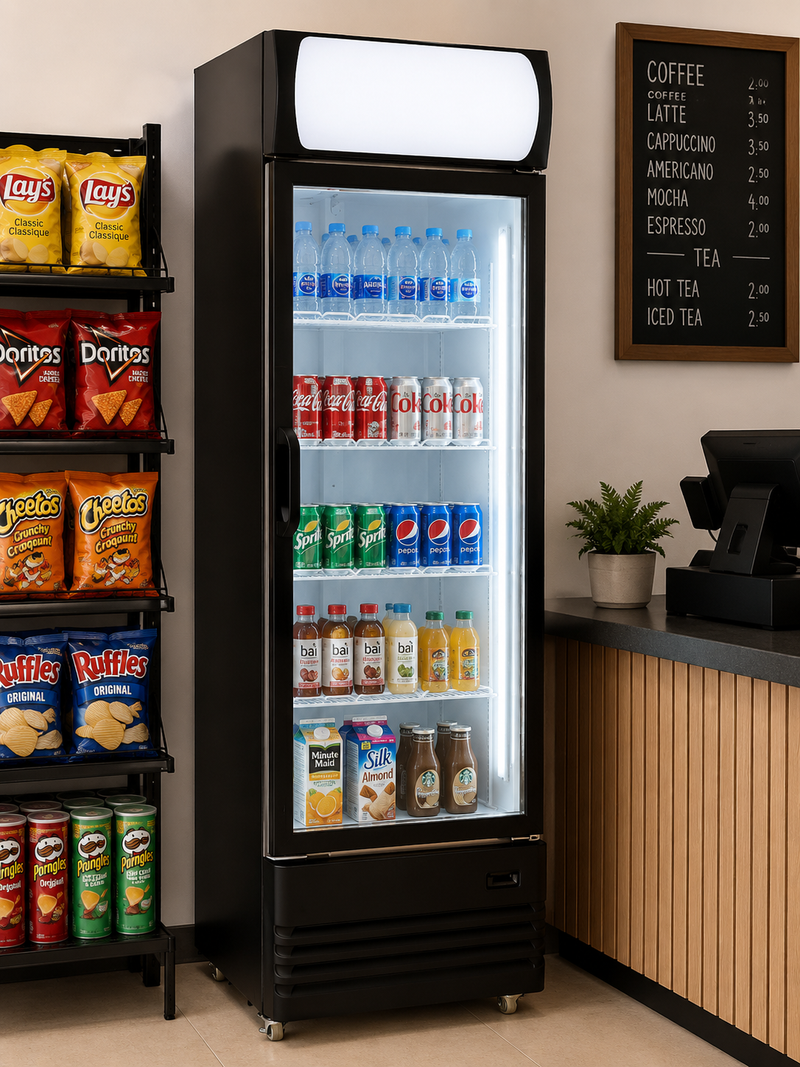 NEW AIR NGR-036-H Commercial 24" Single Glass Door Merchandiser Refrigerator - Ideal for Convenience Stores, Front of House, Grocery Store, Restaurants & Cafés