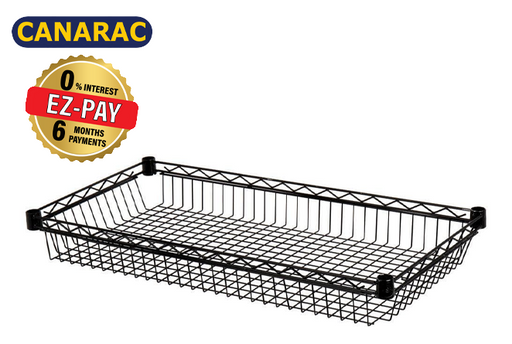 Canarac Individual Chrome/Black Epoxy Wire Shelf Baskets - Various Sizes