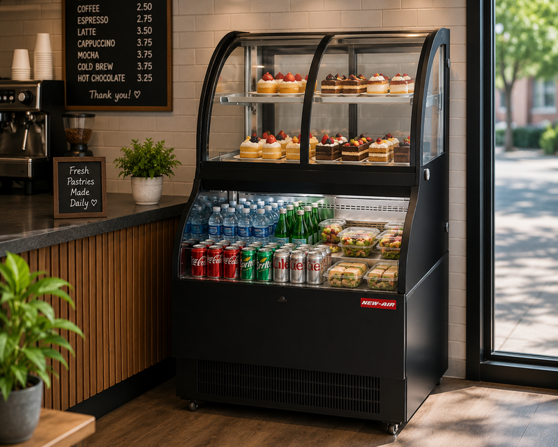 NEW AIR NCC-36-SS Commercial 36" Floor Model Dual Service Combination Display Case & Merchandiser - 354 L / 12.5 Cu. Ft. - Ideal for Restaurants, Bakeries, Convenience Stores & Supermarkets