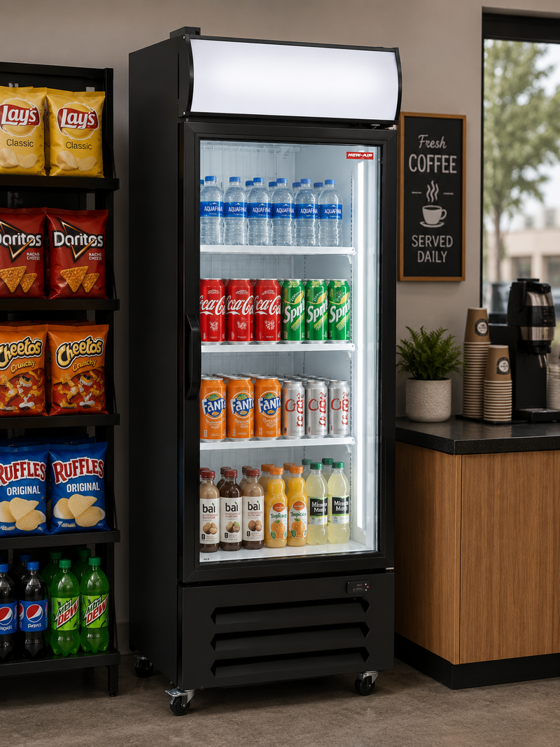NEW AIR NGR-068-H Commercial 30" Single Glass Door Merchandiser Refrigerator - Ideal for Convenience Stores, Front of House, Grocery Store, Restaurants & Cafés