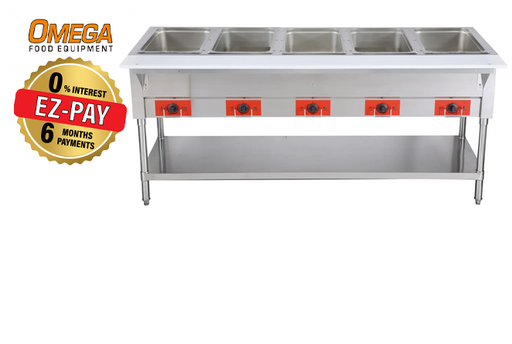 Omega FZ-06E Electric 5 Well Steam Table - 208-240V, NO WATER REQUIRED