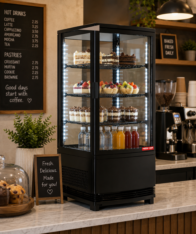NEW AIR NCD-19-SV Commercial 19" Self-Serve Refrigerated Countertop Display Case - Ideal for Café's, Restaurants and Convenience Stores
