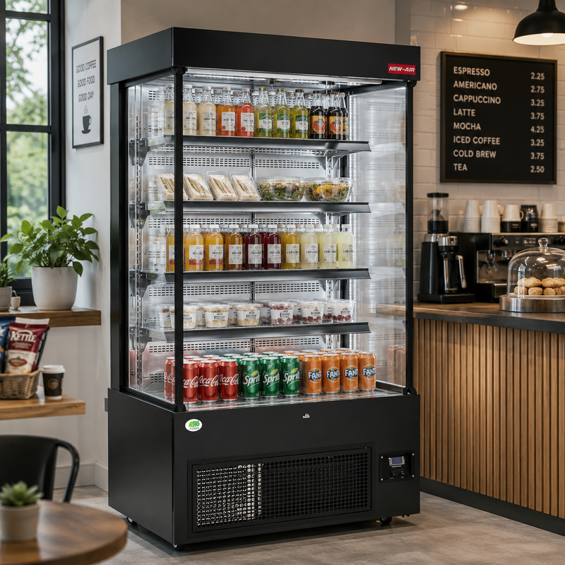 NEW AIR NOM-52-S Commercial 52" Vertical Open Air Curtain Merchandiser - Ideal for Restaurants, Cafés, Convenience Store and Supermarkets