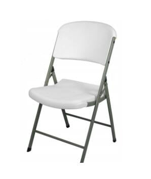 Omega White Portable Indoor/Outdoor Contoured Plastic & Metal Folding Chair