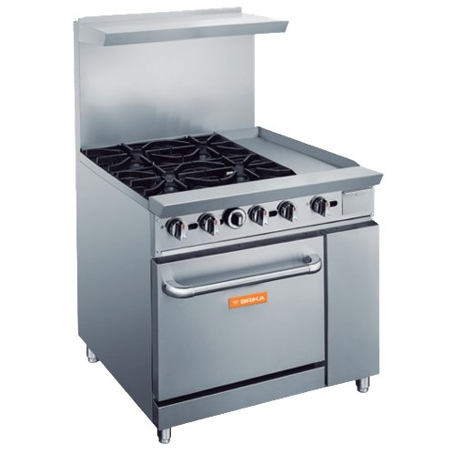 BRIKA BGR-4B-G12 Commercial 4 Burner and 12" griddle  Gas Range