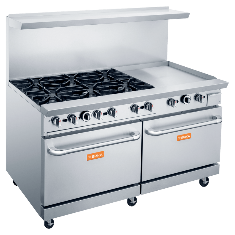 BRIKA BGR-10B Commercial 6 Burner and 24" griddle  Gas Range
