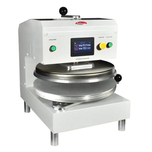 BakeMax BMDXEW Commercial Countertop White Powder Coat Electric Automatic Single Heat Dough Press
