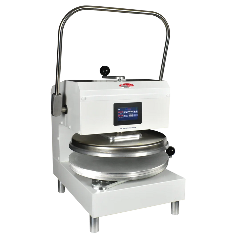 BakeMax BMDXMW Commercial Countertop White Powder Coat Manual Single Heat Dough Press