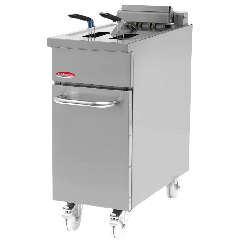 BakeMax BMPLS7FE010 Heavy Duty Commercial Electric Floor Model 18L / 40lbs. Fryer