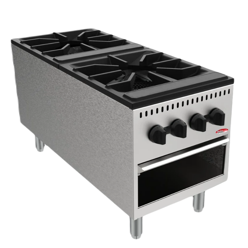 BakeMax America BASPS002 Commercial Countertop Dual Burner Manual Gas Stock Pot