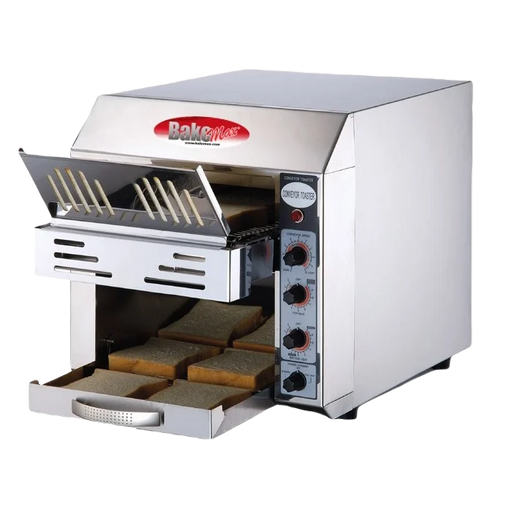 BakeMax BMCT305 Commercial Countertop Electric 2-Slice Wide Conveyor Toaster
