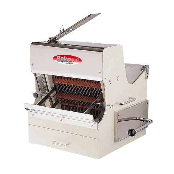 BakeMax BMSS001 Countertop Electric Artisan Safety Hard Crusted Bread Slicer with 5/8″ Slice Thickness