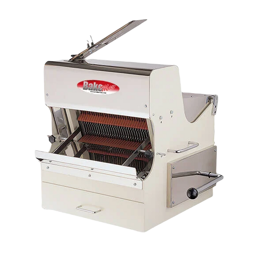 BakeMax BMSS001 Countertop Electric Artisan Safety Hard Crusted Bread Slicer with 5/8″ Slice Thickness