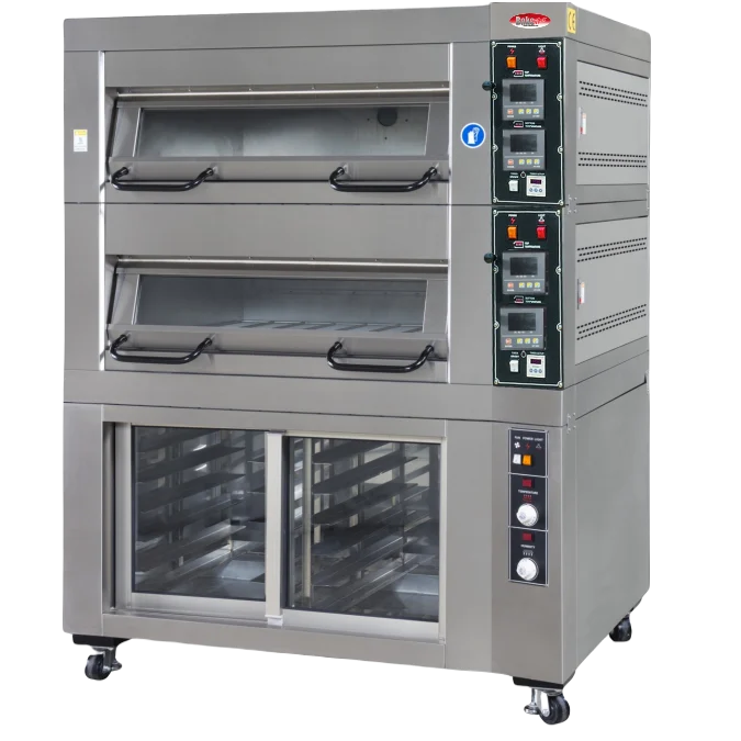 BakeMax BMDDD03 Three Deck Two Pan Wide Floor Model Electric Artisan Stone Deck Oven