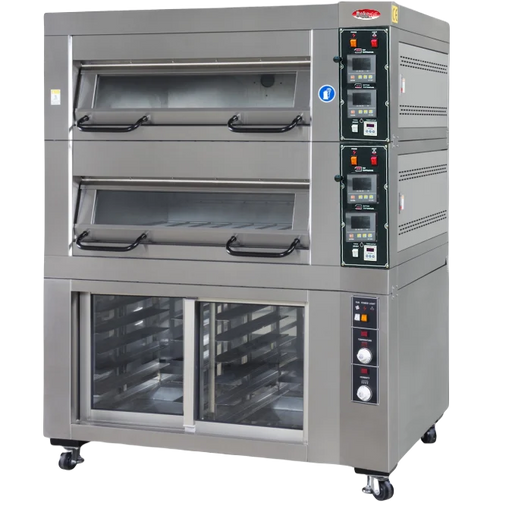 BakeMax BMDDD02 Two Deck Two Pan Wide Floor Model Electric Artisan Stone Deck Oven