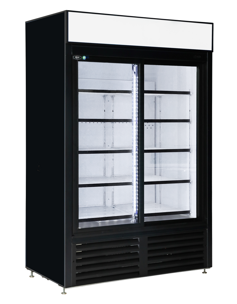 QBD CD45-HC 52" Two Section Glass Door Merchandiser - Sliding Doors, Black