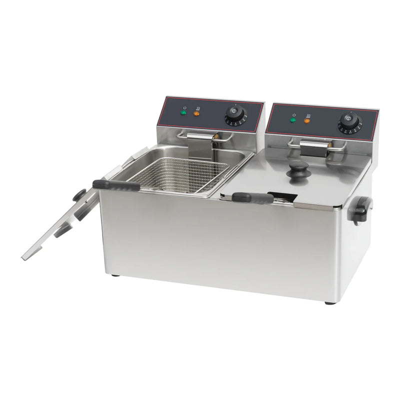 Omega Electric Counter Top Double Well Deep Fryer - 110V/60 Hz (2 x 8 L) - EFR-16L