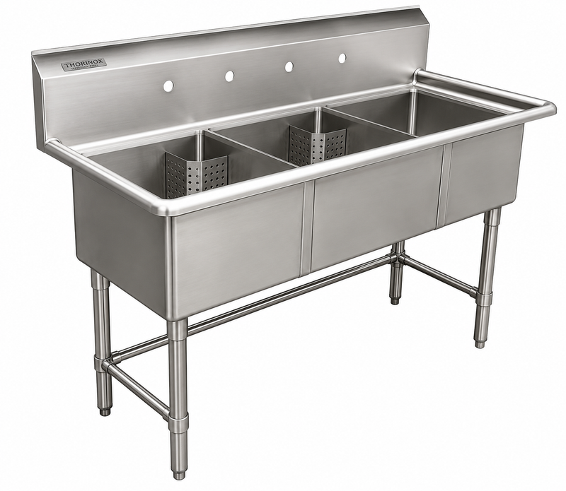 Thorinox - Commercial Triple 24" Stainless Steel Sink