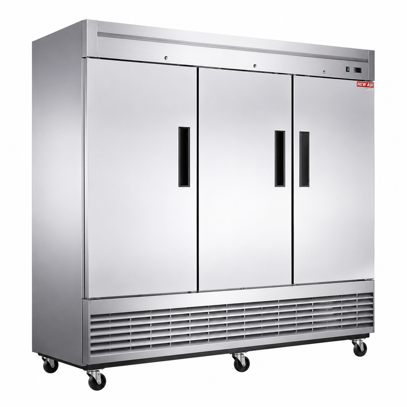 NEW AIR NSF-182-H Commercial 82" Stainless Steel TripleDoor Freezer - Ideal for Commercial Kitchens, Restaurants and Food Processing Spaces