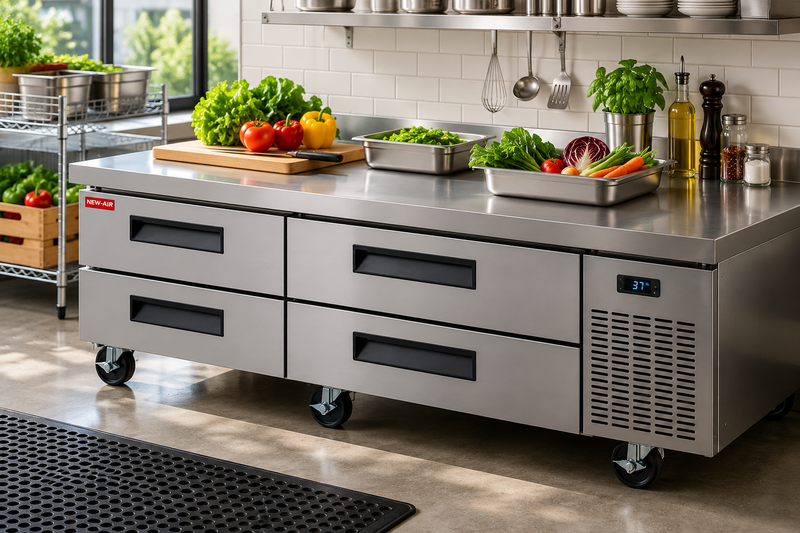 NEW AIR NCB-072-SS Commercial 72" Four Drawer Refrigerated Chef Base