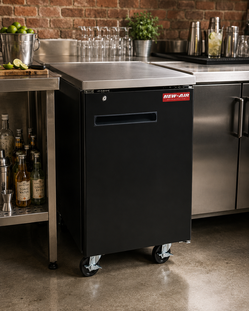 New Air NBB-23-SB Single Solid Door 23" Back Bar Beverage Refrigerator Cooler - 220 L / 7.8 Cu. Ft. - Ideal for Bars, Restaurants, Hotels & Cafés