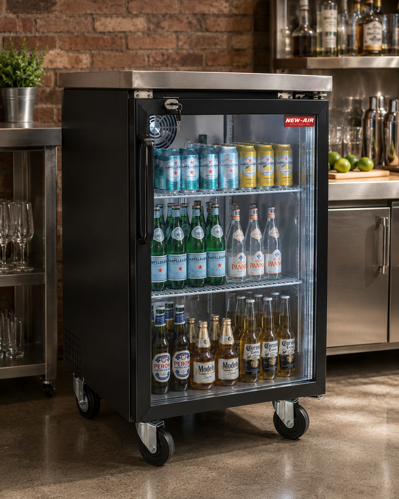 New Air NBB-23-SG Single Glass Door 23? Back Bar Refrigerator Cooler - 220 L / 7.8 Cu. Ft. - Ideal for Bars, Restaurants, Hotels & Cafés