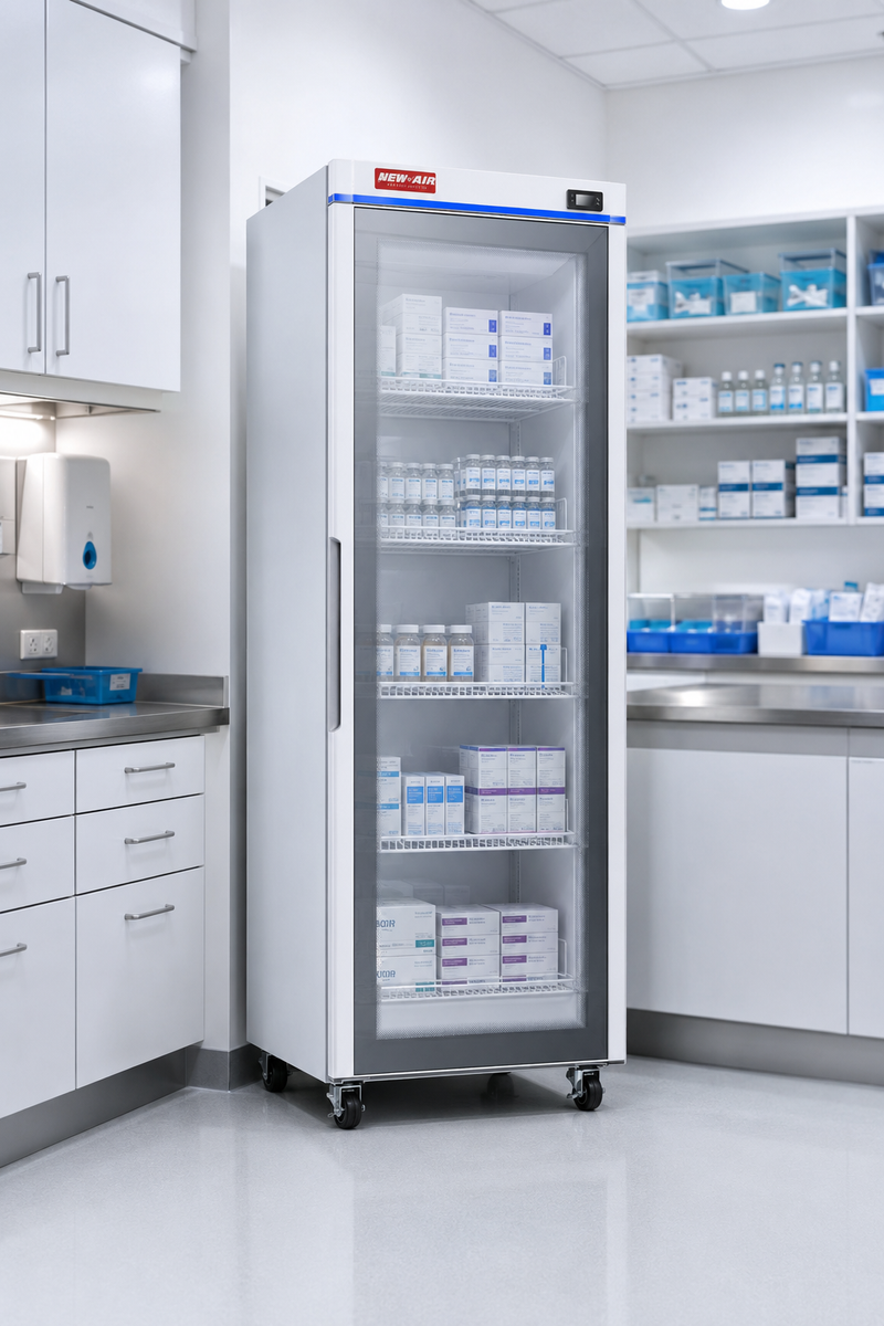 New Air NGPR-24-65H Glass Door Phramaceutical Refrigertor - Ideal for pharmaceutical, medication and vaccine applications