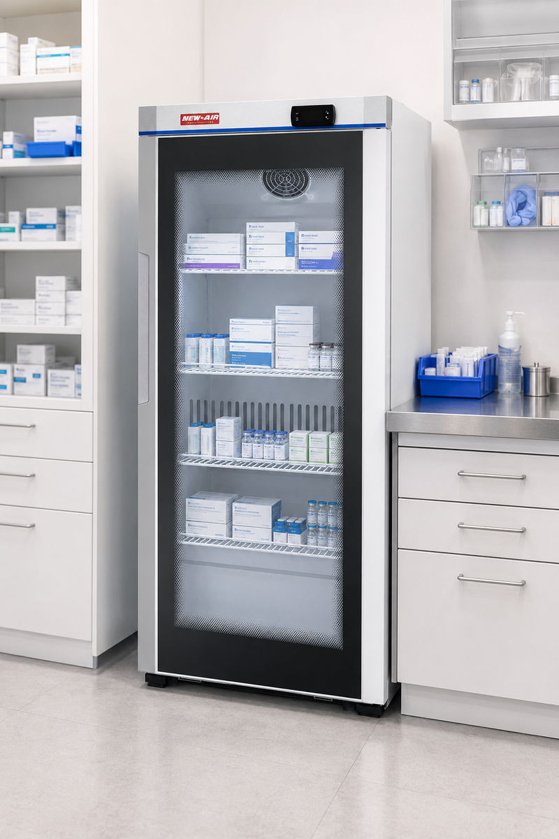 New Air NGPR-19-35H Glass Door Pharmaceutical Refrigerator - Ideal for pharmaceutical, medication and vaccine applications