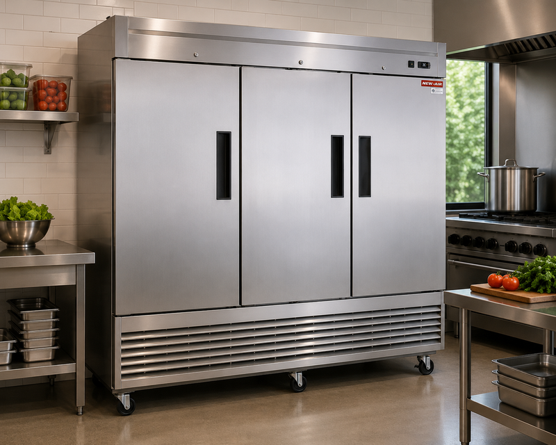 NEW AIR NSR-182-H Commercial 82" Stainless Steel Triple Door Refrigerator - Ideal for Commercial Kitchens, Restaurants and Food Processing Spaces