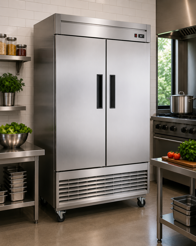 NEW AIR NSR-115-H Commercial 54" Stainless Steel Double Door Refrigerator - Ideal for Commercial Kitchens, Restaurants and Food Processing Spaces (Double Door)