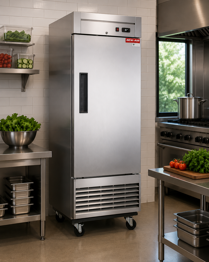 NEW AIR NSR-050-H Commercial 27" Stainless Steel Single Door Refrigerator - Ideal for Commercial Kitchens, Restaurants and Food Processing Spaces